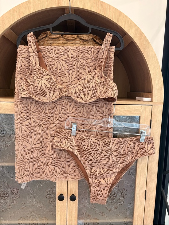 Other - Never worn! Crochet Two-Piece Bikini Set in Warm Taupe